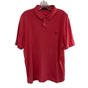 Polo Ralph Lauren Red Short Sleeve Shirt Mens L Cotton Pullover Blue Pony